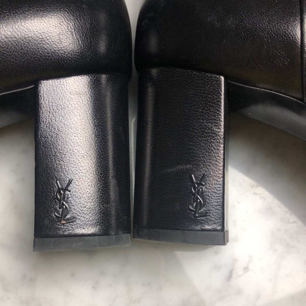 Yves Saint Laurent Women's Black Leather Ankle Boots - Picture 3 of 16